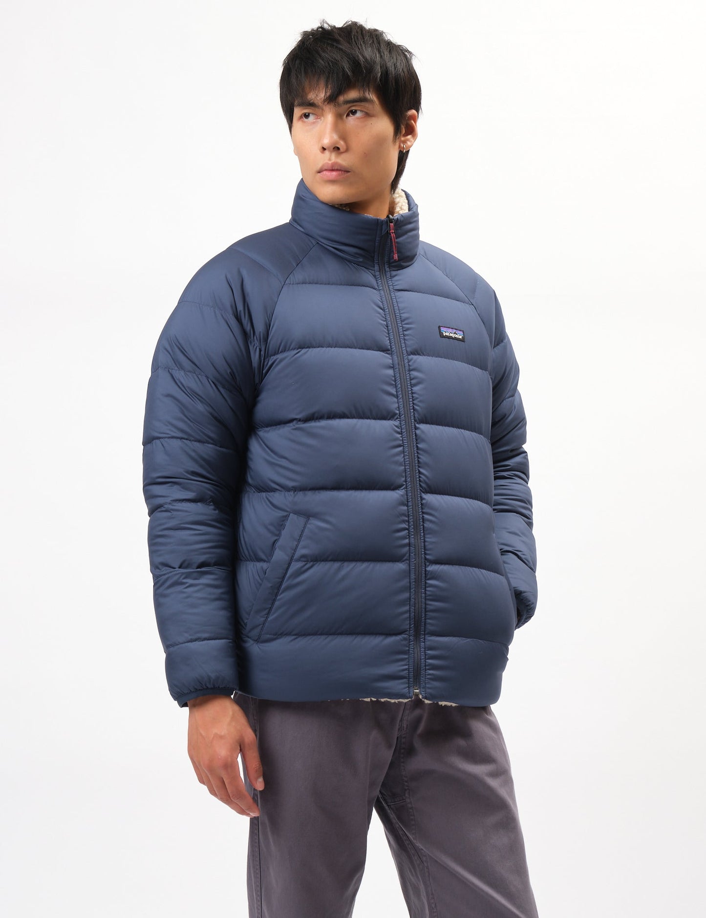 Pata Reversible Silent Down Jacket - New Navy Blue