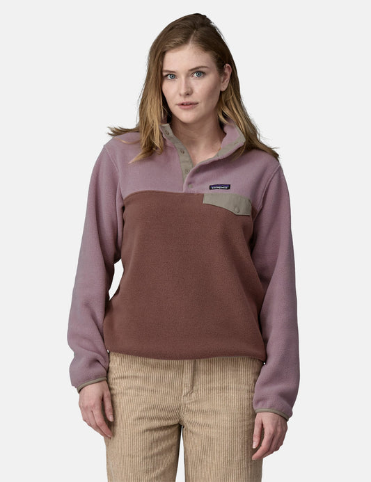 Pata Women's LW Synch Fleece Snap-T Pullover - Dulse Mauve