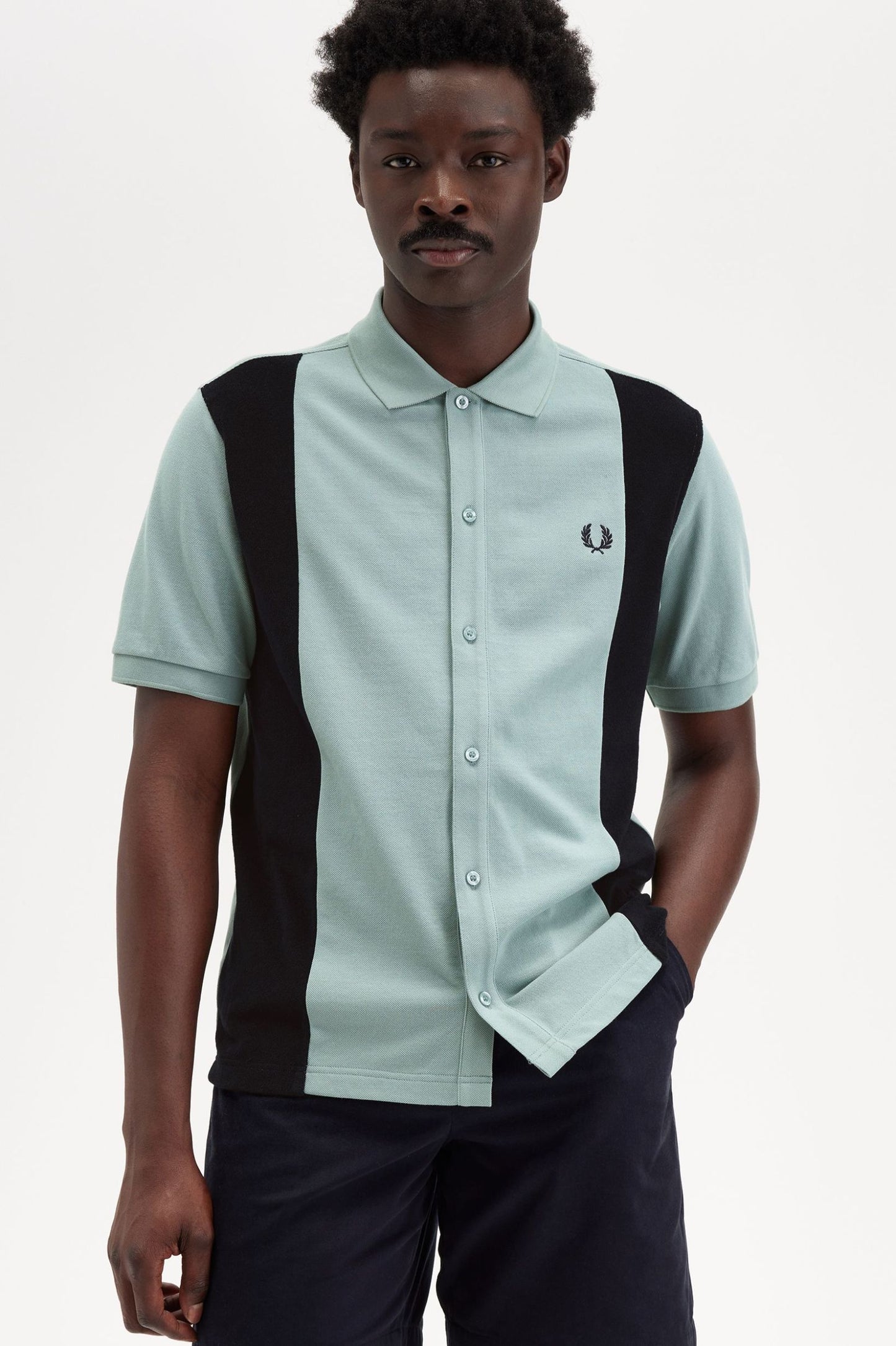 Towelling Panel Polo Shirt