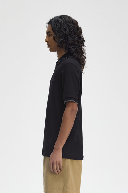 Textured Zip Neck Polo Shirt